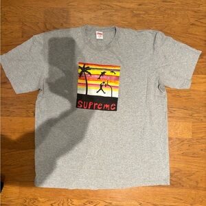 Supreme Gray Tee with Sunset Graphic